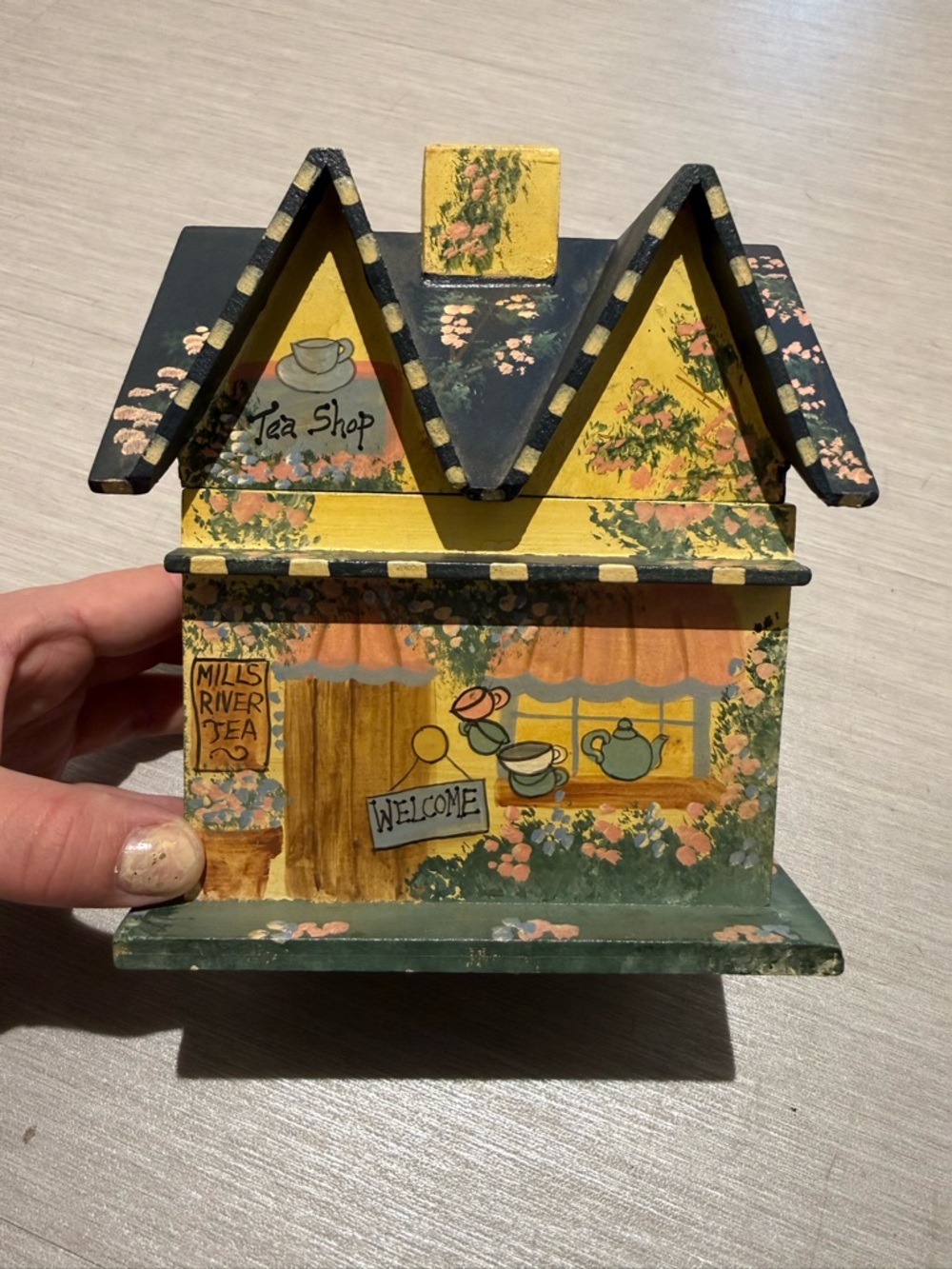Hand-Painted Tea Shop Wooden House Decor vintage cottagecore whimsy
